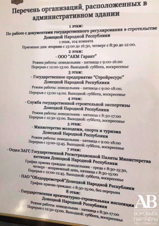 Список государственных органов находящихся в доме 13 по улице Университетская и график их работы